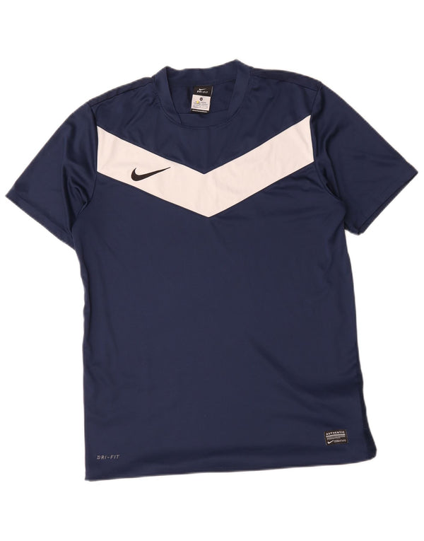 T-shirt Nike da uomo Dri Fit, top in poliestere color block medio blu navy