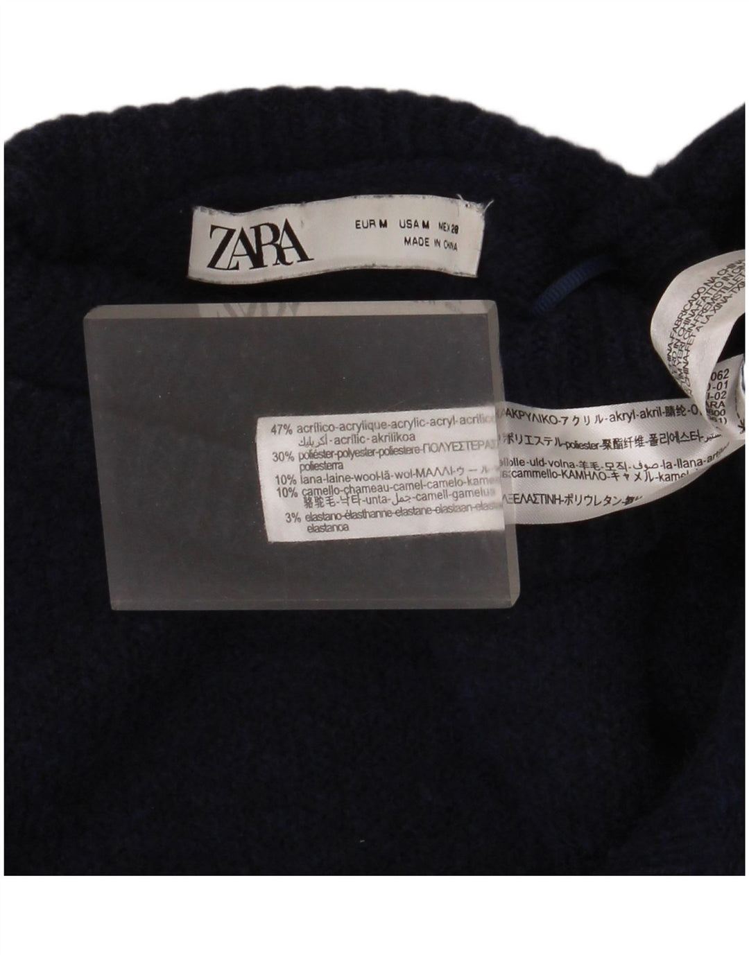 Maglione Zara da donna con collo alto e collo alto, UK 12, blu navy medio