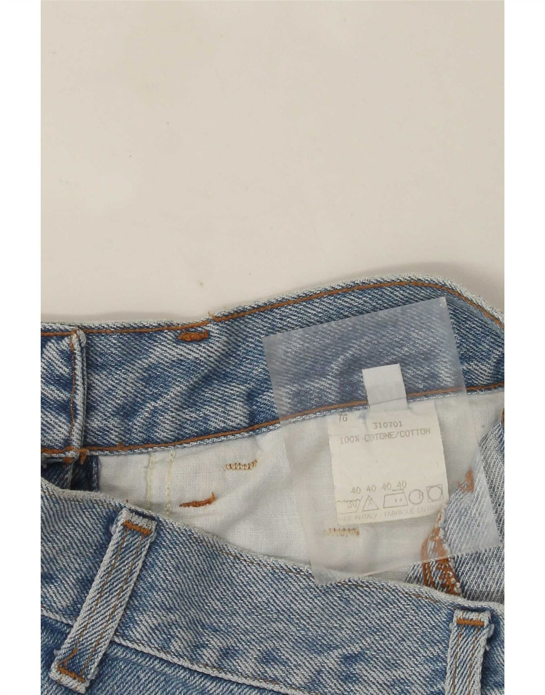 Gonna di jeans vintage da donna IT 40 piccola W25 in cotone blu