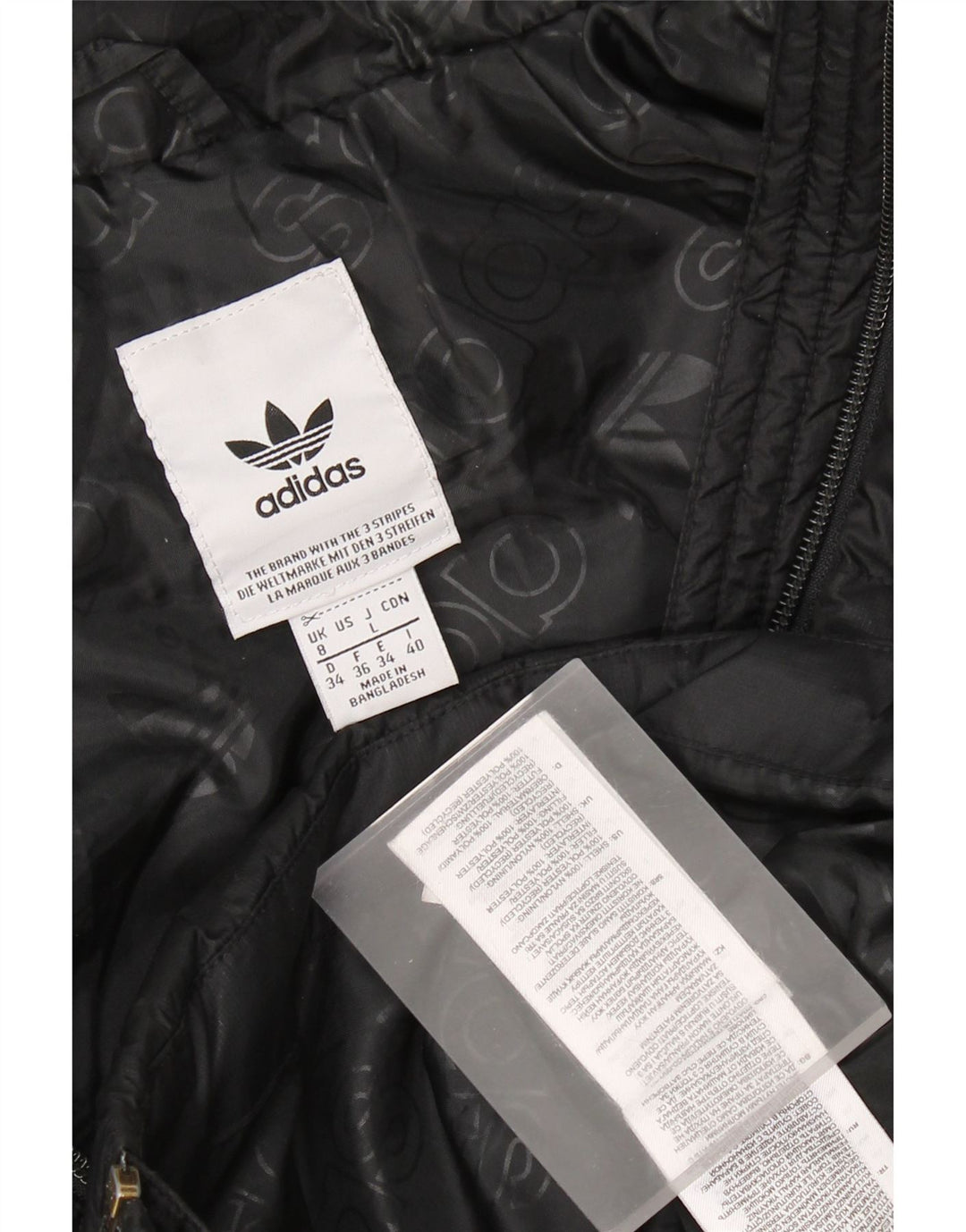 Giacca imbottita con cappuccio da donna Adidas UK 8 Small nylon nero