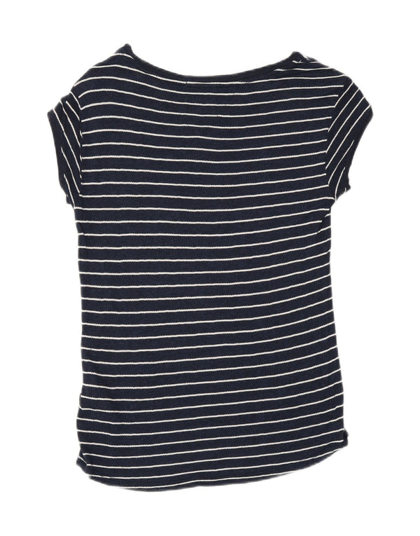 TOMMY HILFIGER T-shirt da donna Top UK 6 XS viscosa a righe blu navy