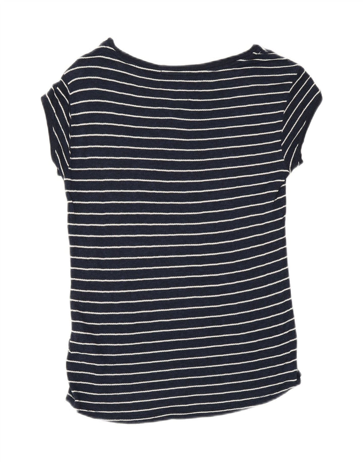 TOMMY HILFIGER T-shirt da donna Top UK 6 XS viscosa a righe blu navy
