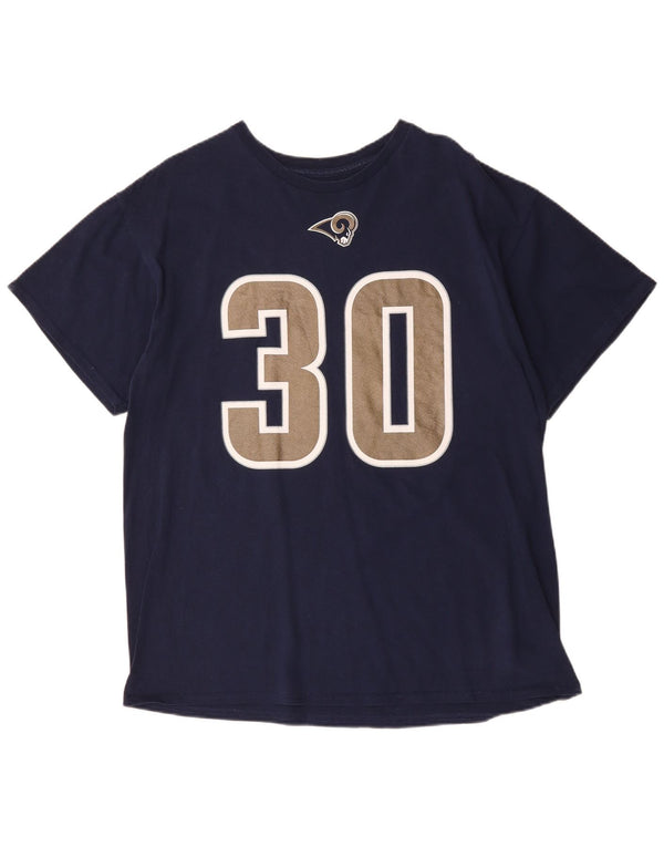 MAJESTIC T-shirt grafica da uomo Todd Gurley II Top XL in cotone blu navy