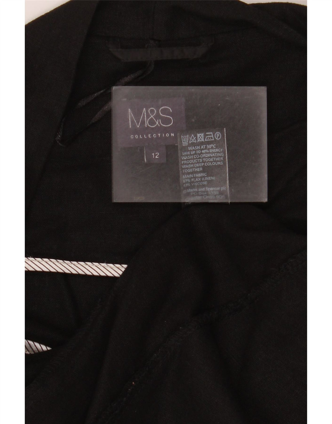 Giacca blazer aperta da donna Marks & Spencer UK 12 lino medio nero