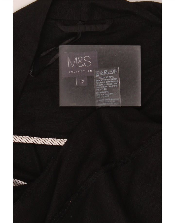 Giacca blazer aperta da donna Marks & Spencer UK 12 lino medio nero