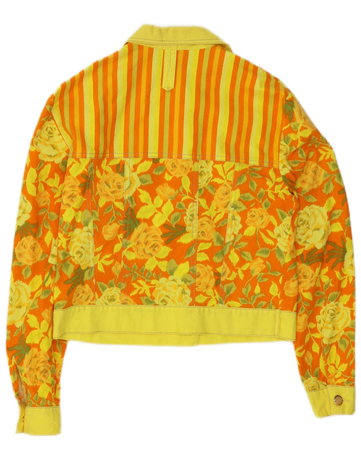 Giubbotto bomber corto da donna vintage EU 38 cotone floreale giallo medio
