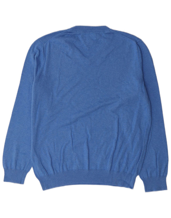 Maglione maglione con scollo a V da uomo Tommy Hilfiger XL in cotone blu