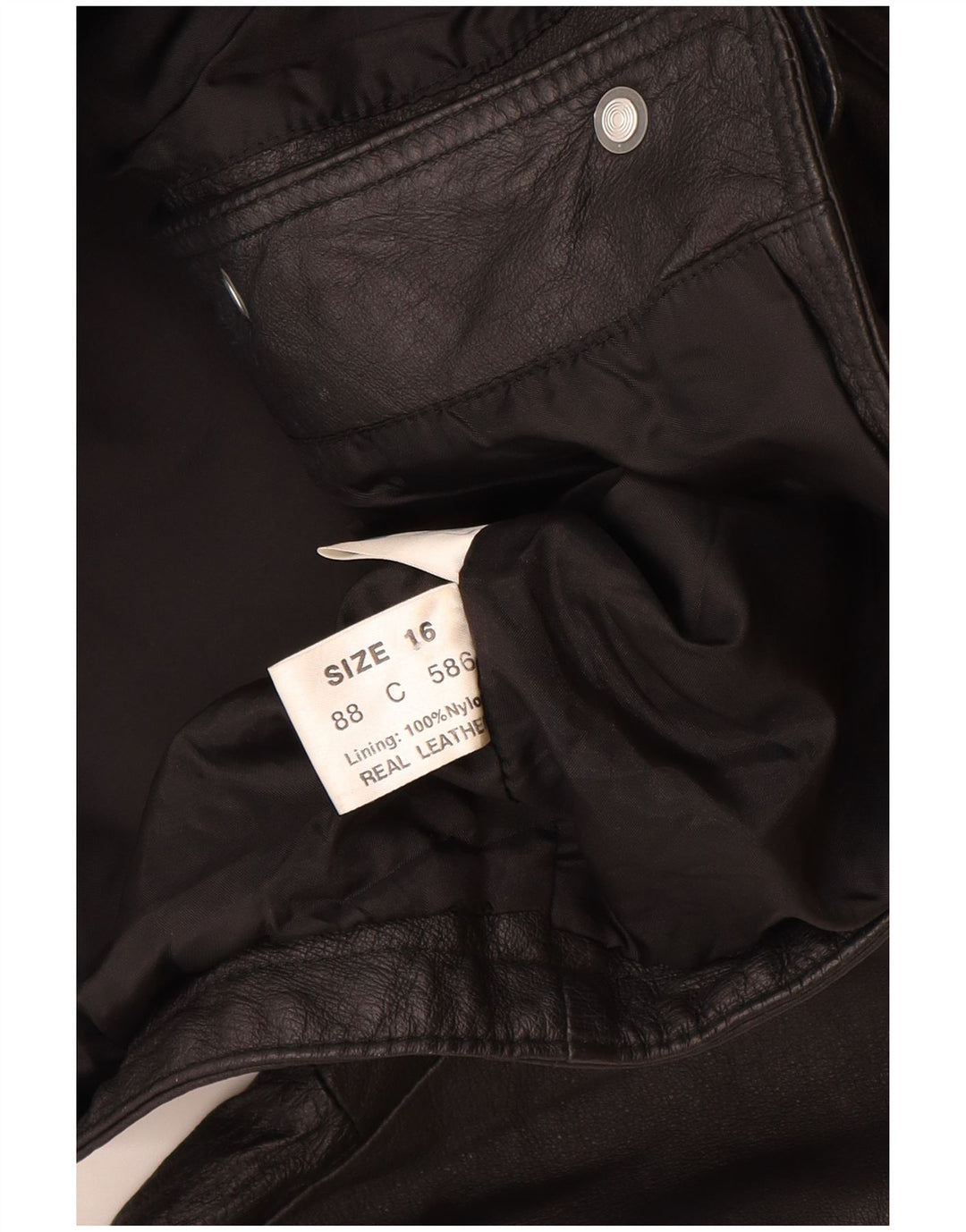 Giacca in pelle vintage da donna UK 16 grande in pelle nera