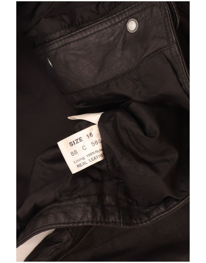 Giacca in pelle vintage da donna UK 16 grande in pelle nera