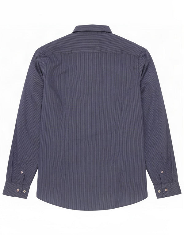 Ted Baker Mens Shirt Size 3 Medium Navy Blue Pinstripe Cotton