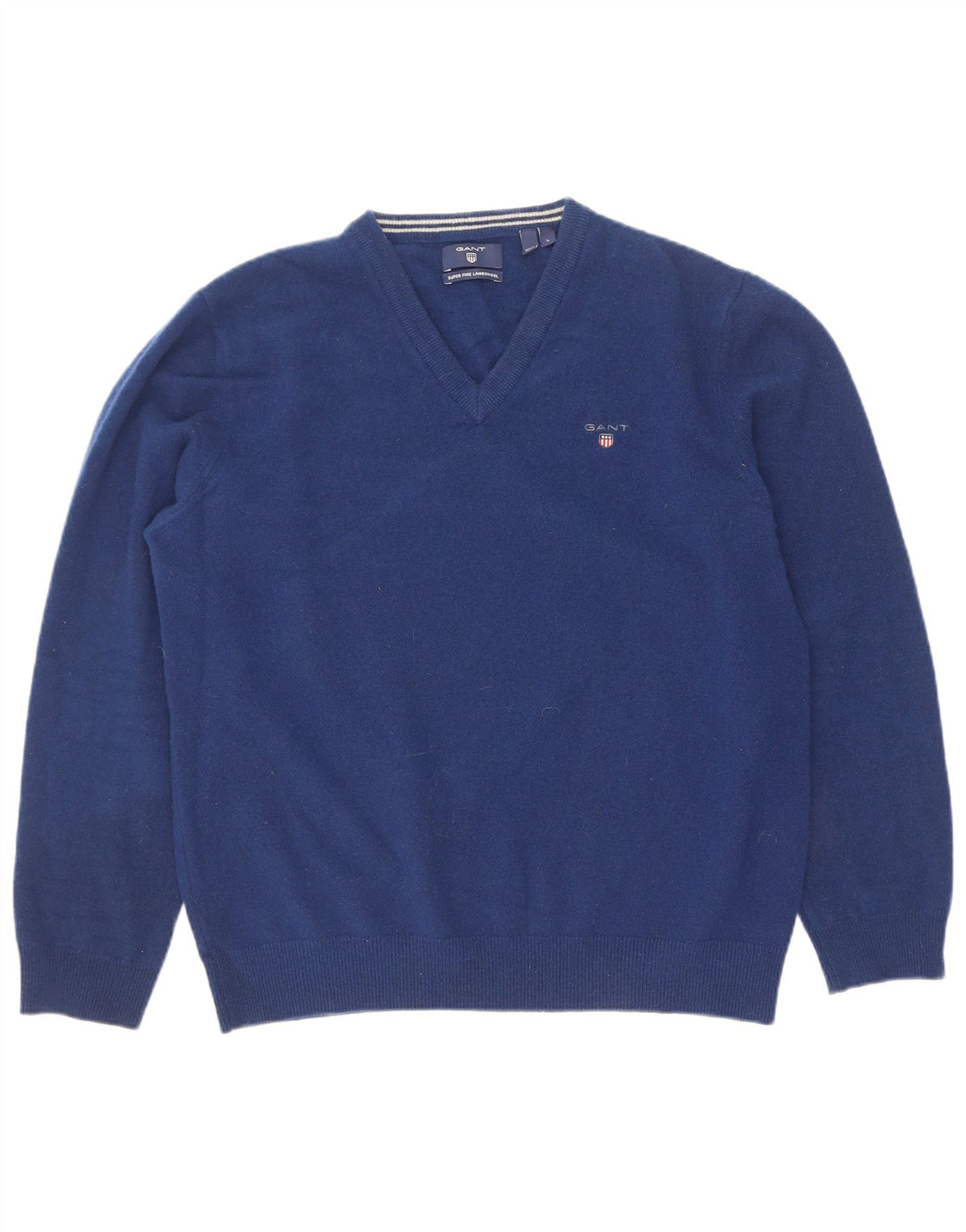Maglione da donna con scollo a V Gant UK 14 Lana d'agnello blu grande