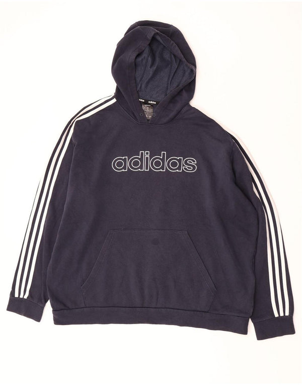 Felpa con cappuccio grafica da uomo Adidas 2XL cotone blu navy
