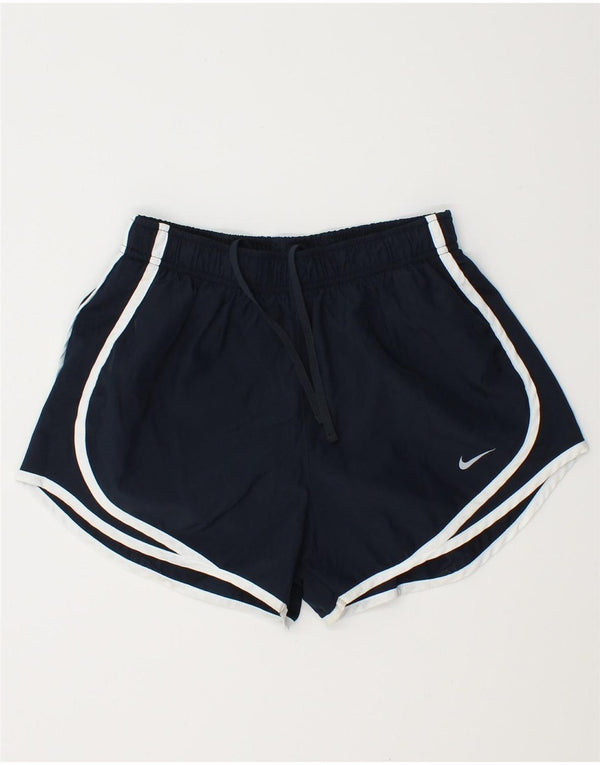 NIKE Womens Dri Fit Sport Shorts UK 10 Small  Navy Blue Polyester