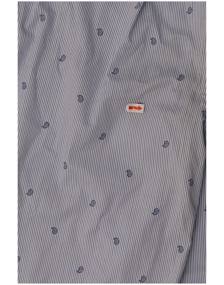 TOMMY HILFIGER Camicia elasticizzata da uomo taglia 15 1/2 gessato blu medio
