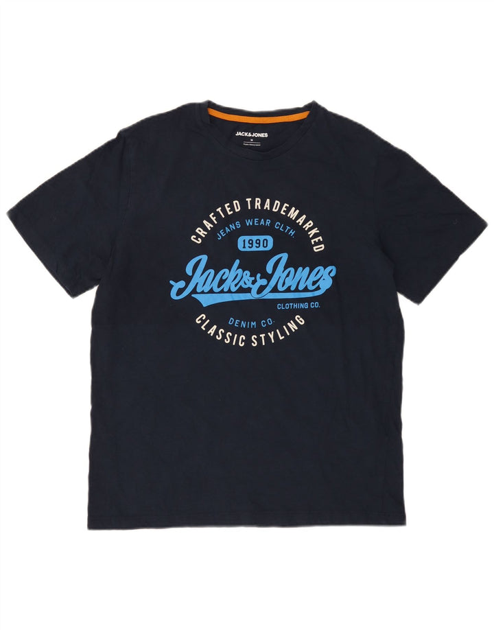 T-shirt grafica da uomo Jack & Jones Top in cotone blu navy medio