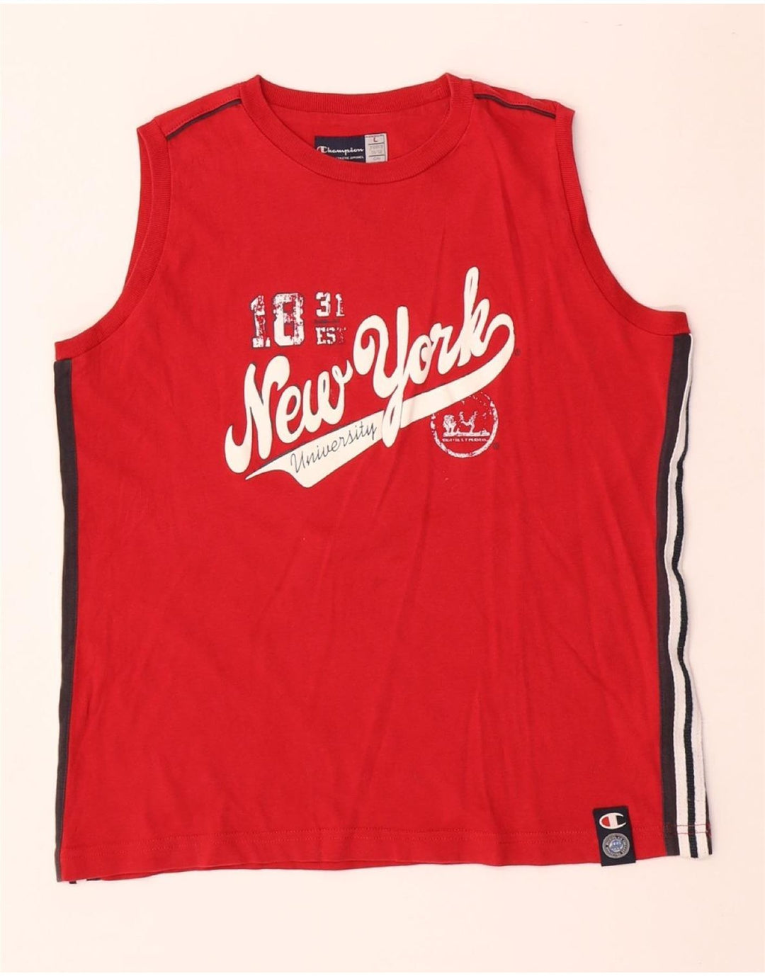 Canotta grafica CHAMPION per ragazzi 11-12 anni, grande, cotone color block rosso