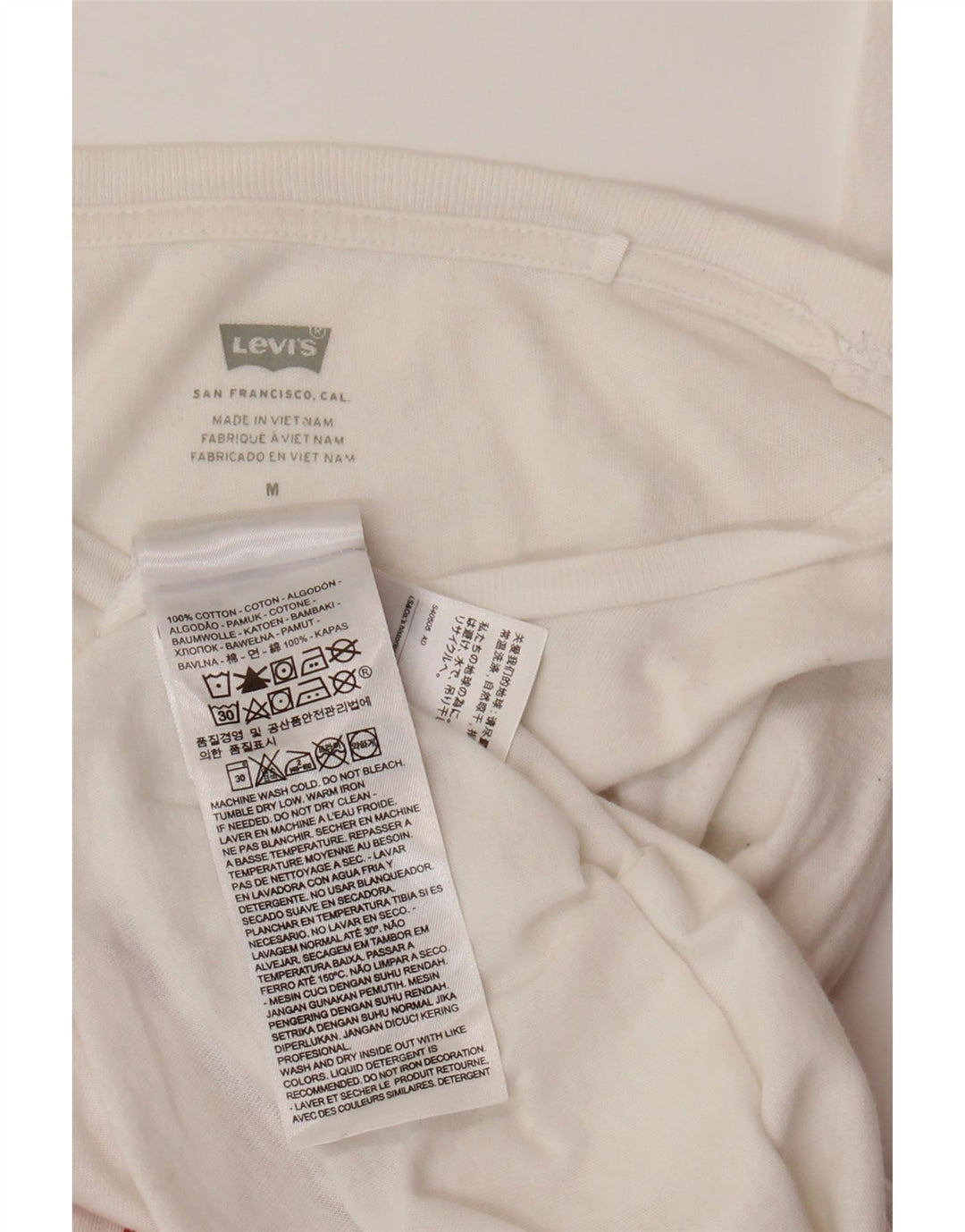 T-shirt grafica da donna LEVI'S Top UK 12 cotone bianco medio