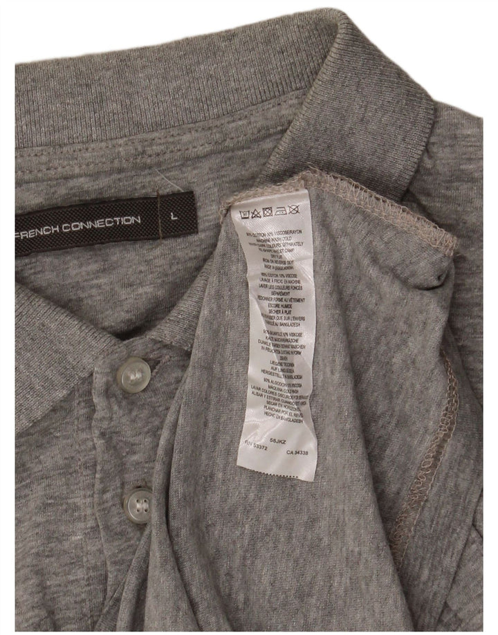 Polo da uomo French Connection grande in cotone chiazzato grigio