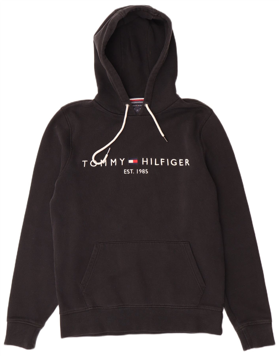 TOMMY HILFIGER Maglione con cappuccio grafico da uomo in cotone nero medio