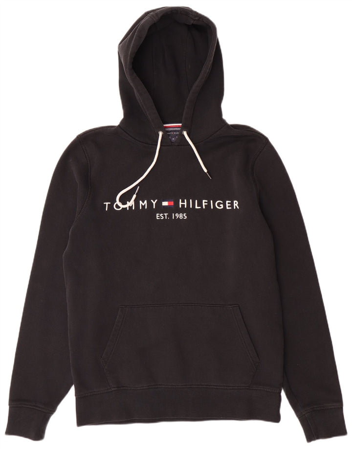 TOMMY HILFIGER Maglione con cappuccio grafico da uomo in cotone nero medio