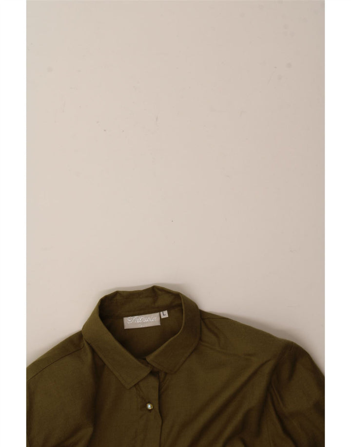 PATRICIA Womens Shirt UK 16 Large Khaki Cotton Vintage Patricia and Second-Hand Patricia from Messina Hembry 