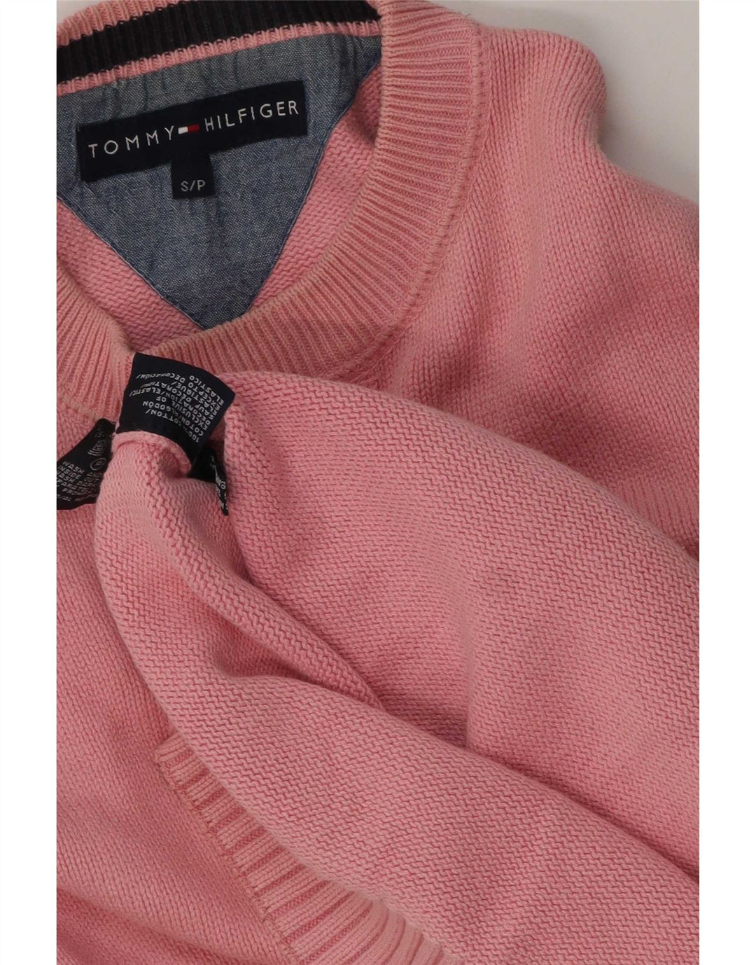 Maglione maglione girocollo da uomo Tommy Hilfiger piccolo cotone rosa