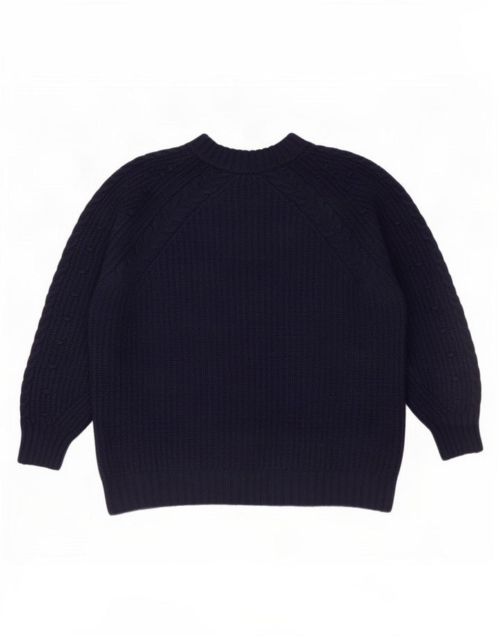 Massimo Dutti Maglione maglione girocollo da donna UK 14 Lana medio blu navy
