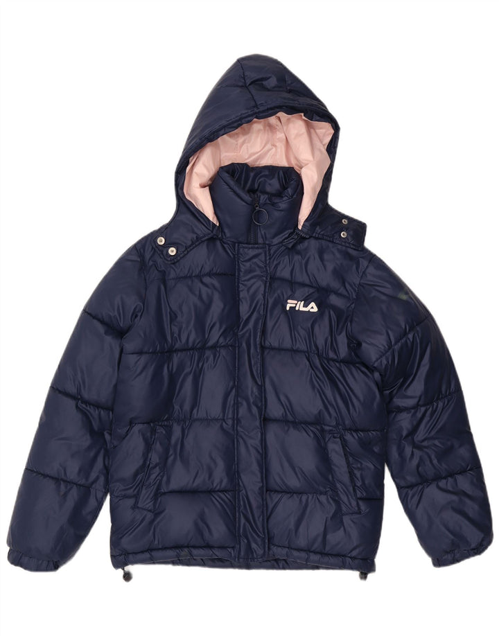 Giacca imbottita grafica oversize da donna Fila UK 6 XS poliestere blu navy