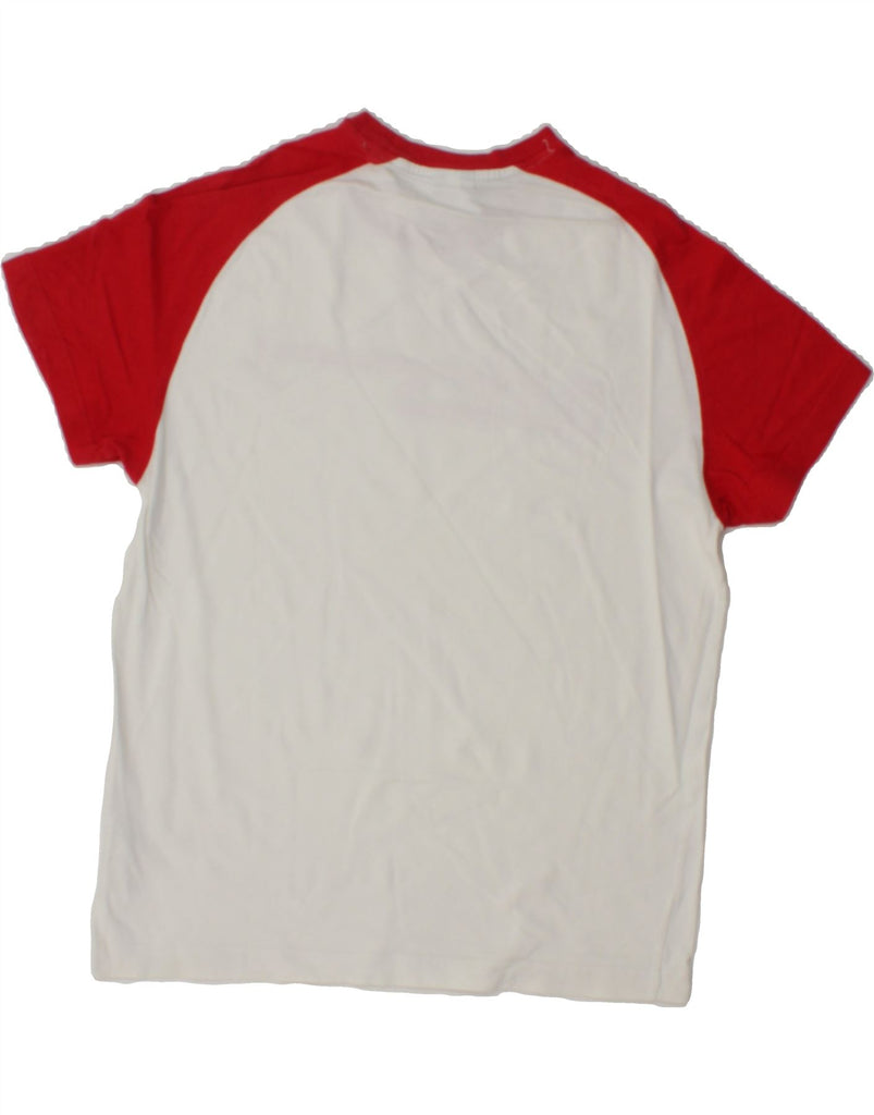 ASICS Womens Graphic T-Shirt Top UK 14 Medium White Colourblock Cotton Vintage Asics and Second-Hand Asics from Messina Hembry 