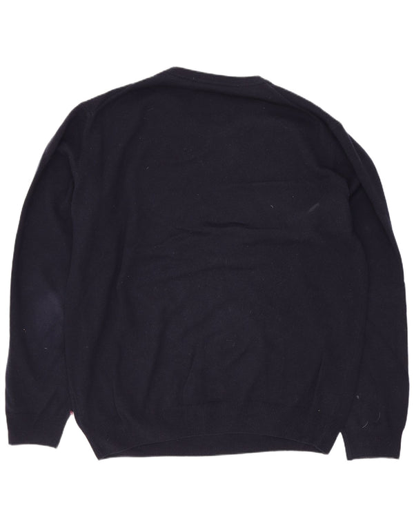 Maglione maglione girocollo da uomo Gant XL blu navy in lana d'agnello