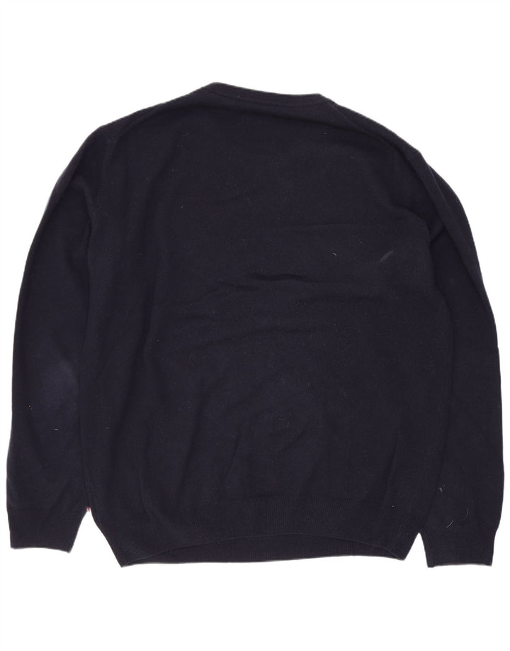 Maglione maglione girocollo da uomo Gant XL blu navy in lana d'agnello
