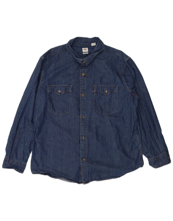 LEVI'S Camicia in denim dalla vestibilità rilassata da uomo XL in cotone blu