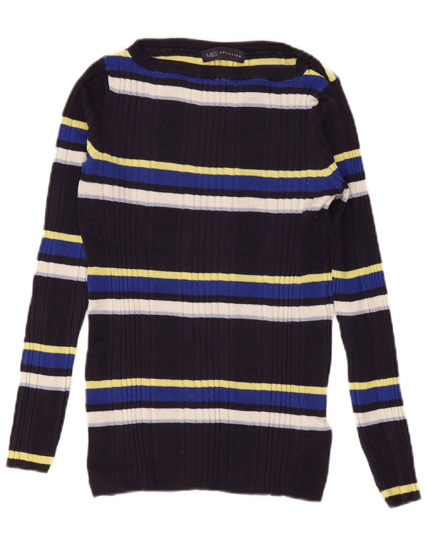 Maglione maglione con scollo a barca da donna Marks & Spencer UK 12 medio blu navy