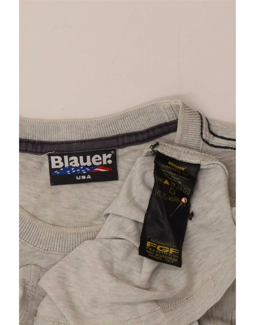 T-shirt grafica da uomo Blauer Top in cotone grigio medio