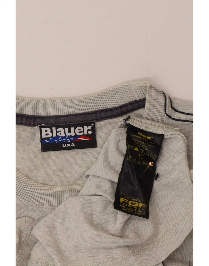 T-shirt grafica da uomo Blauer Top in cotone grigio medio