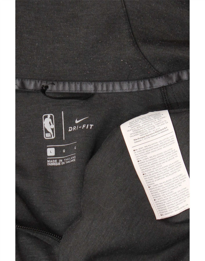 Felpa con cappuccio e zip grafica NBA da uomo, grande, in poliestere color block grigio