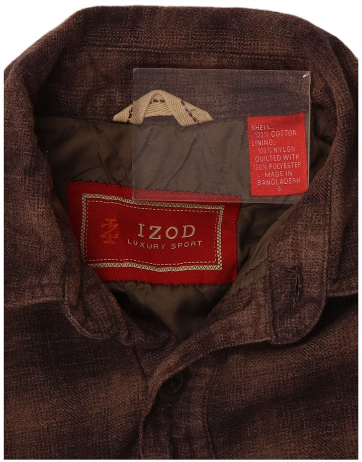 Camicia da uomo in flanella da boscaiolo IZOD piccola in cotone a quadri marrone