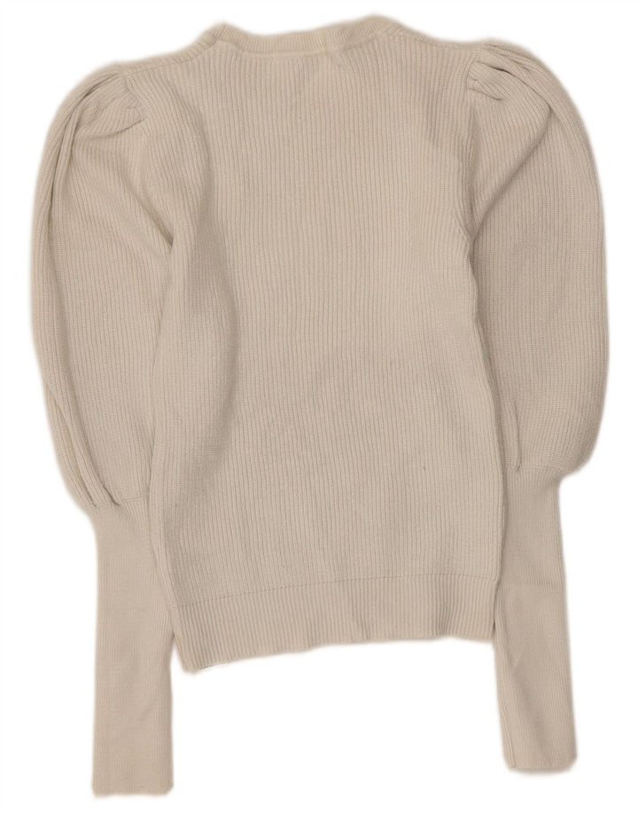 ZARA Maglione Girocollo Corto da Donna UK 12 Viscosa Bianco Sporco Medio