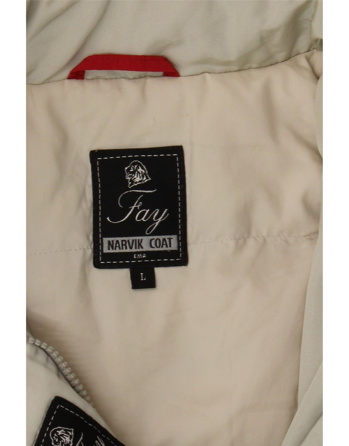 FAY Womens Hooded Padded Coat UK 16 Large Grey Vintage Fay and Second-Hand Fay from Messina Hembry 