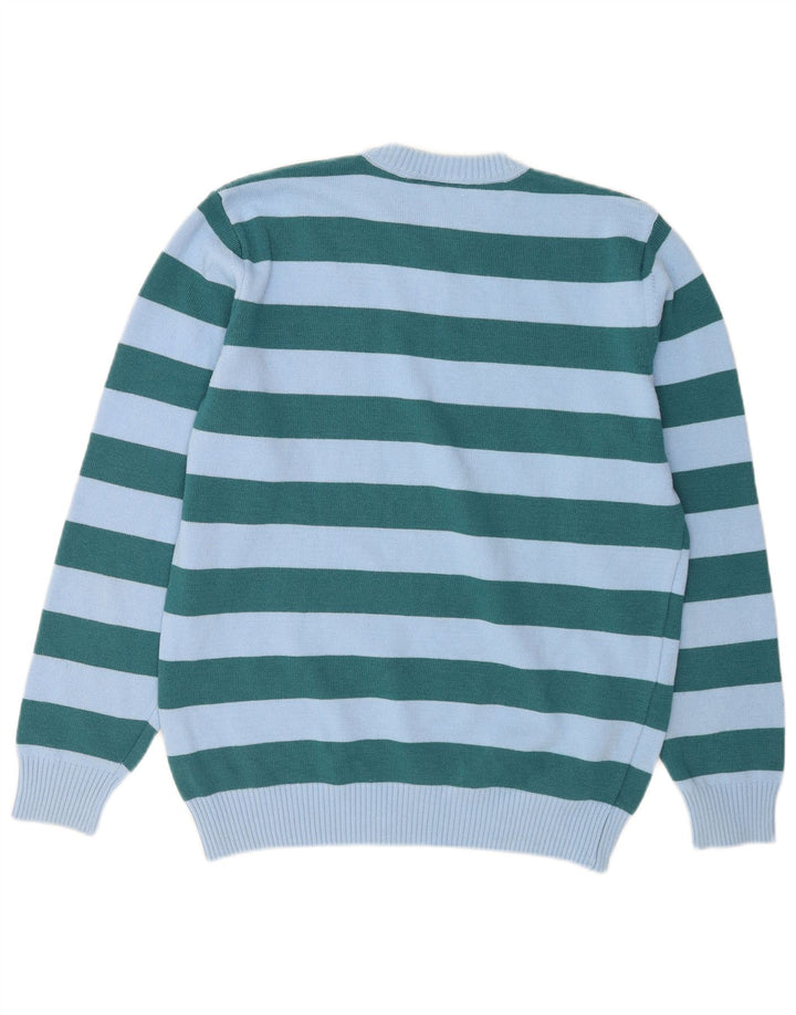 Maglione maglione girocollo da uomo Lacoste taglia 4 lana a righe blu medio