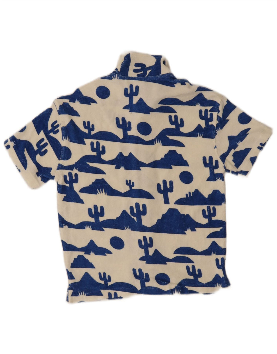 Camicia a maniche corte da bambino con motivo astratto John Lewis 7-8 anni in cotone bianco