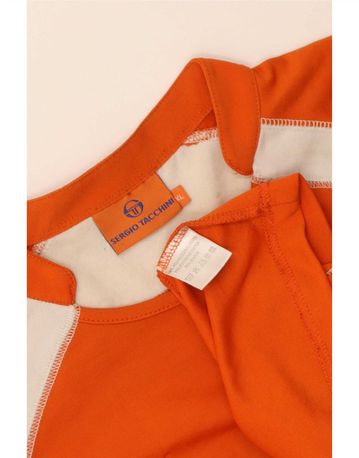 T-shirt grafica da uomo Sergio Tacchini Top XL poliestere color block arancione