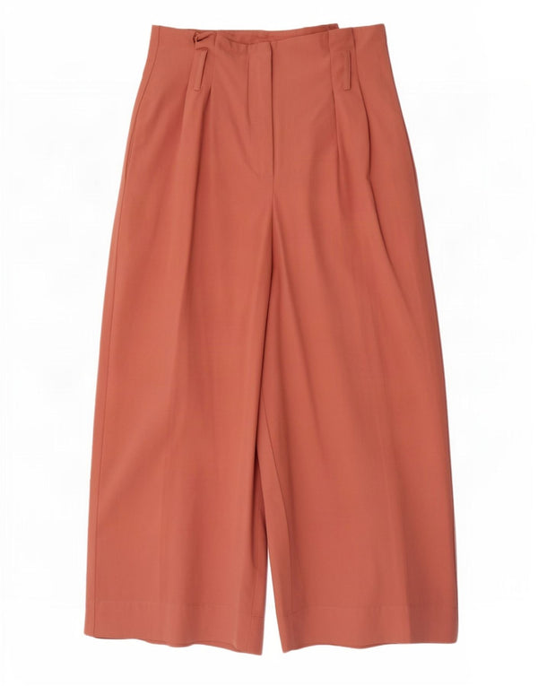 Pantaloni casual a gamba larga a vita alta da donna Zara XS W24 L23 cotone rosa