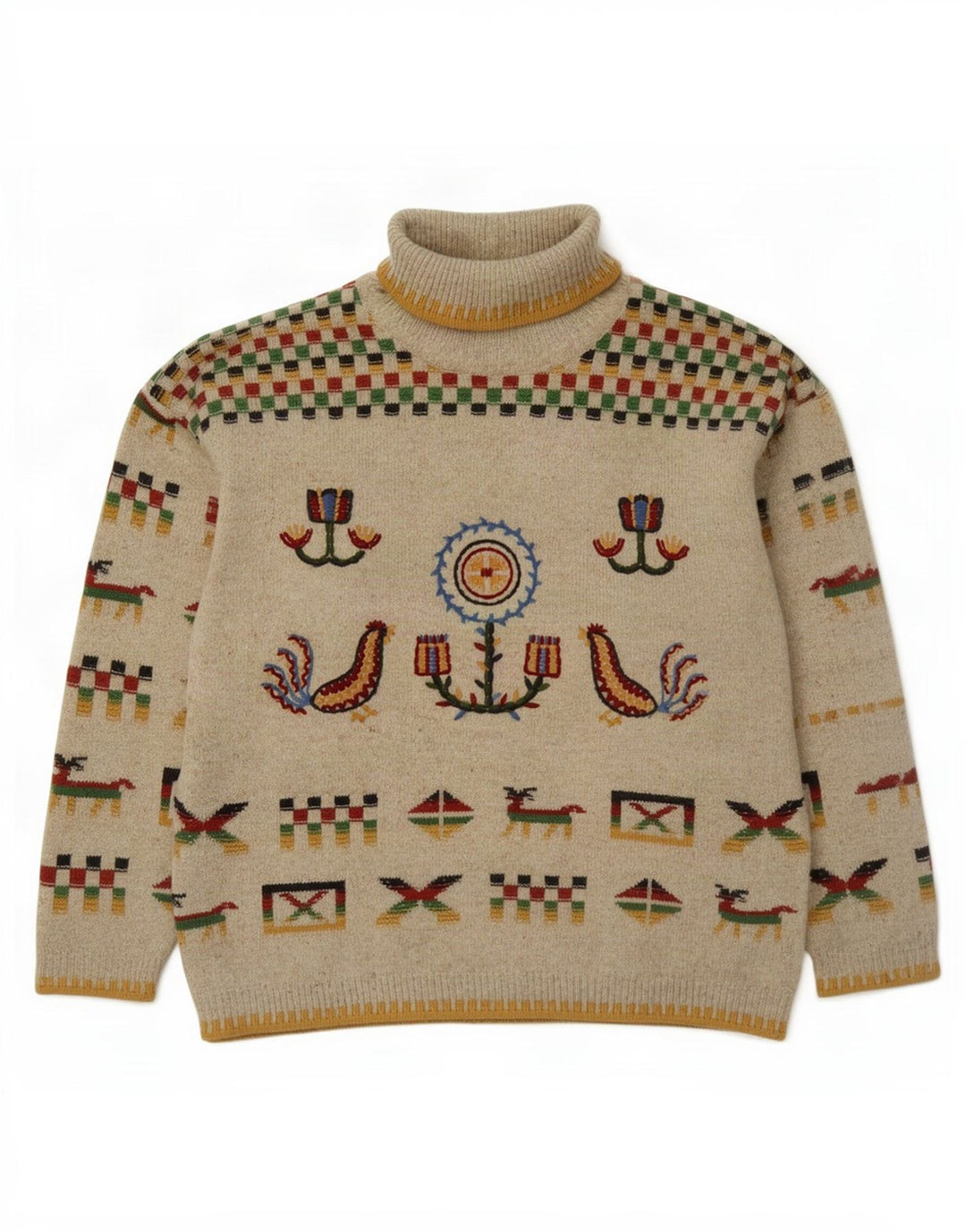 Maglione maglione da donna a collo alto Silvy IT 42 Novità geometrica beige medio