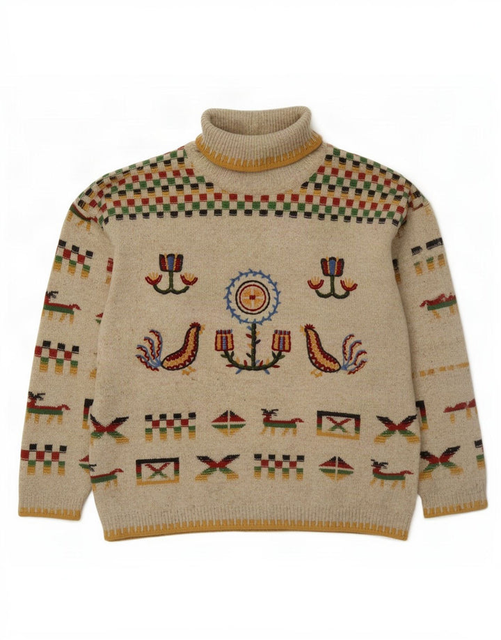 Maglione maglione da donna a collo alto Silvy IT 42 Novità geometrica beige medio
