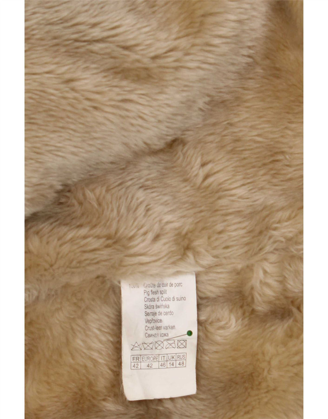 Cappotto in shearling doppio petto da donna Camaieu UK 14 Grande pelle beige