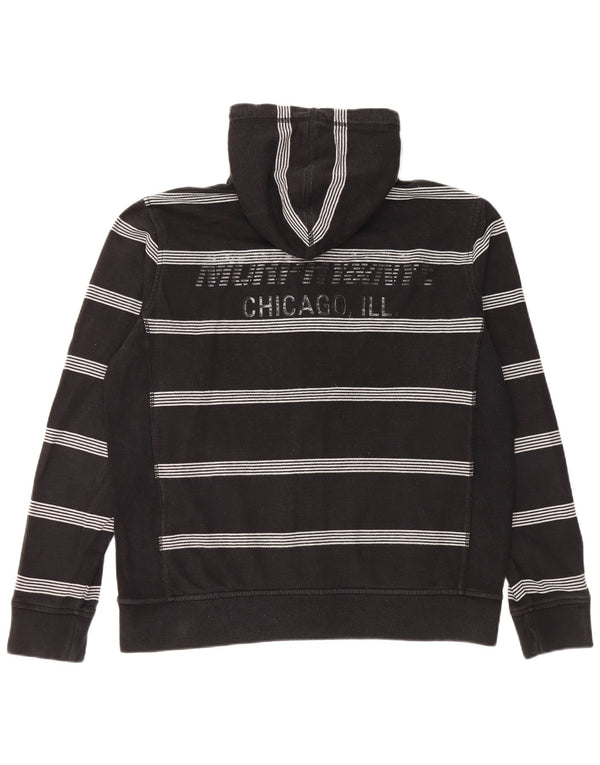 Felpa con cappuccio con zip grafica da uomo Murphy & Nye XL in cotone a righe nere