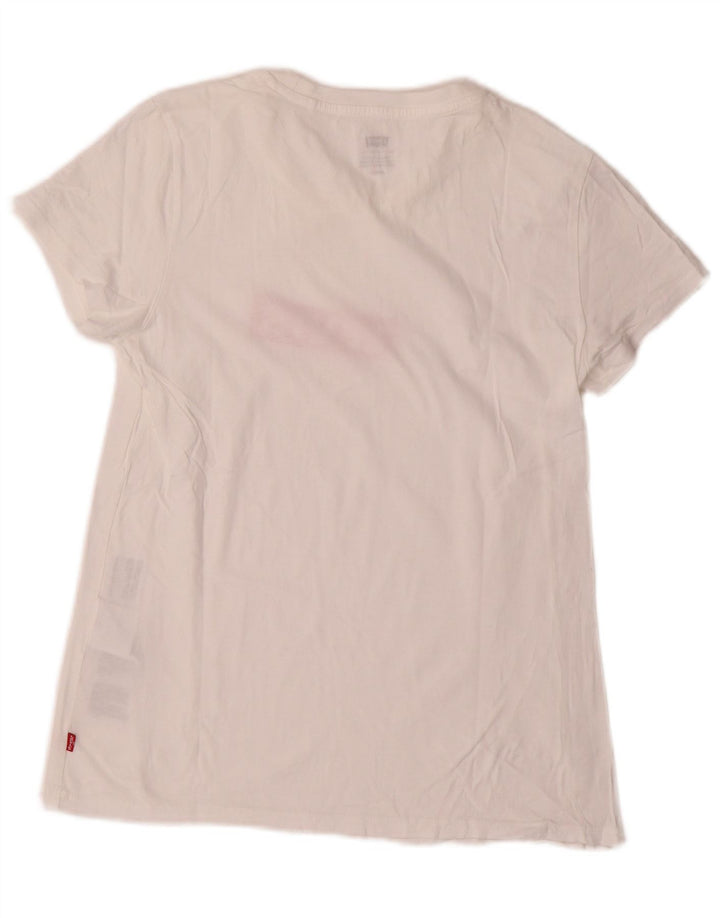 T-shirt grafica da donna Levi's Top UK 10 piccola in cotone bianco