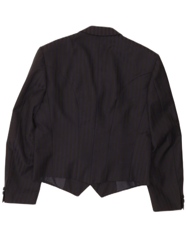 Giacca blazer doppiopetto da uomo Wilvorst UK 36 piccola a righe blu navy