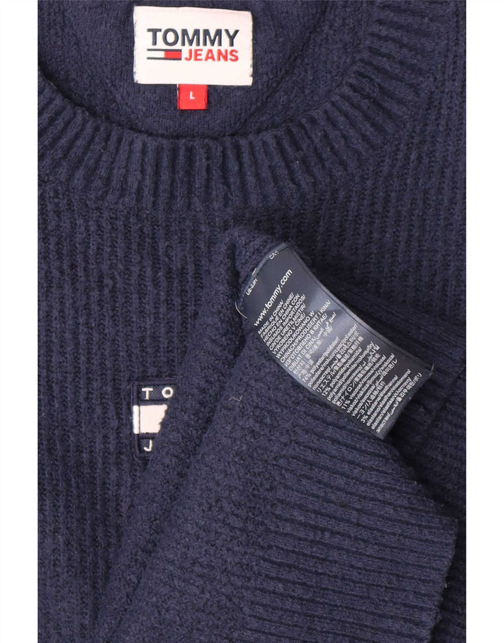 Maglione maglione girocollo da uomo Tommy Hilfiger grande poliestere blu navy